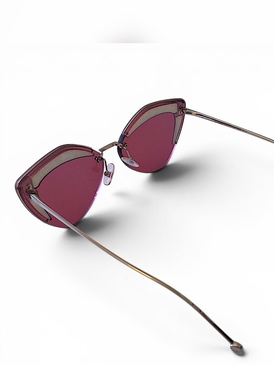 Fendi Pink Cat Eye Rimless Sunglasses Glitter Detail Gold Tone Italy main image 12